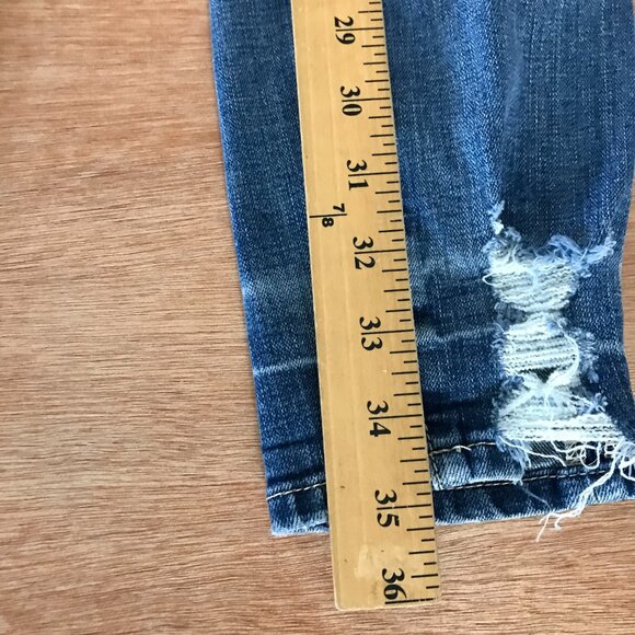 Good American Good Waist Jeans Women 4/27 Blue High Rise Distressed GWCCH075T - Picture 5 of 12